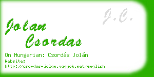 jolan csordas business card